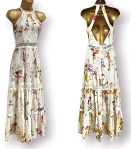 Karen Millen Summer Dress UK 8 Maxi Ivory Floral Sheer Lace Fit And Flare - Picture 1 of 20