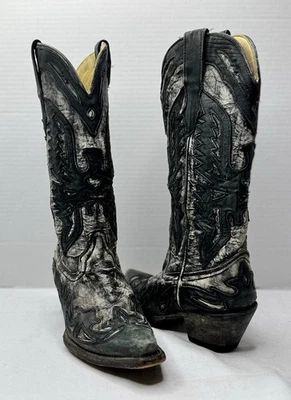 Corral Western Boots Snip Toe Charcoal Distressed Black Womens Size 6 R2398 - Image 1 of 4