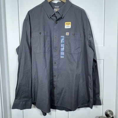 Camisa Carhartt Resistente Flex Calce Relajado Para Hombres 2XL Gris Manga Larga Abotonada Nueva con Etiquetas Foto 1 de 4