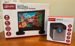 NEW GPX Movie Projector Bluetooth & 14' Portable Inflatable Projector Screen - Picture 1 of 9