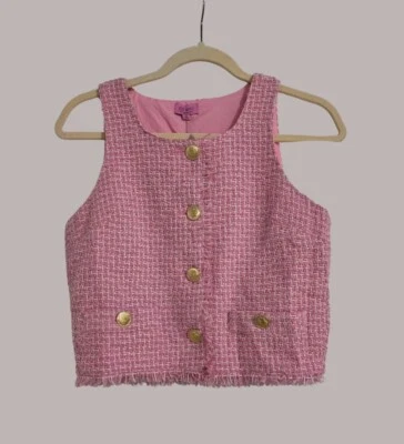 Francesca's Johanna Pink Tweed Tank Top Sz M NWT - Image 1 of 4