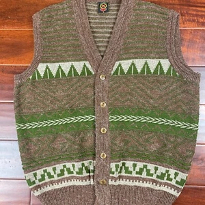 Vintage Tricot Vest Men's Large Wool Acrylic Blend Button Grandpa - Picture 1 of 6