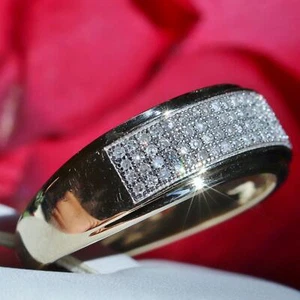 10k yellow gold size 10.5 ring 0.20ct natural diamond wedding band 3.05gr N3650 - Picture 1 of 24