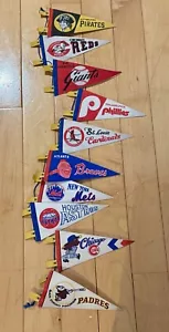 VTG 60s 70s National League NL MLB Baseball Felt Mini 9" Pennants 10/12 Pirates - Picture 1 of 12
