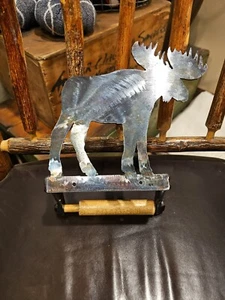 Metal Moose Cut Out Toilet Paper Holder Cabin Decor Rustic Hunting  - Picture 1 of 6