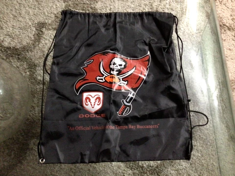 Tampa Bay Buccaneers Black Drawstring Backpack Gym Bag SGA New Vintage Cover