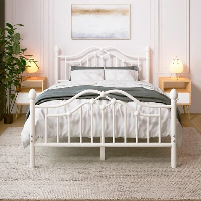 Marco de cama doble completo tamaño queen con cabecero y estribo marco de cama de 12 pulgadas de alto Foto 1 de 4