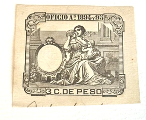 1894 Spanish West Indies Provisional , Oficio 3c de Peso - Stamp - Picture 1 of 6