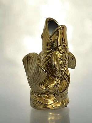 "Florero de cerámica dorado para peces Koi 8,5"" metálico dorado boca ancha" Foto 1 de 4