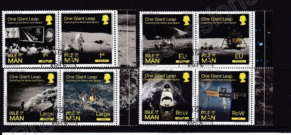 SG 2511-2518 ISLE OF MAN USED CTO STAMP SET 2020 ONE GIANT LEAP MOON & SPACE  - Image 1 of 1