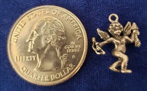 VINTAGE STERLING SILVER CHARM FOB PENDANT: CUPID CHERUB u5 - Picture 1 of 1