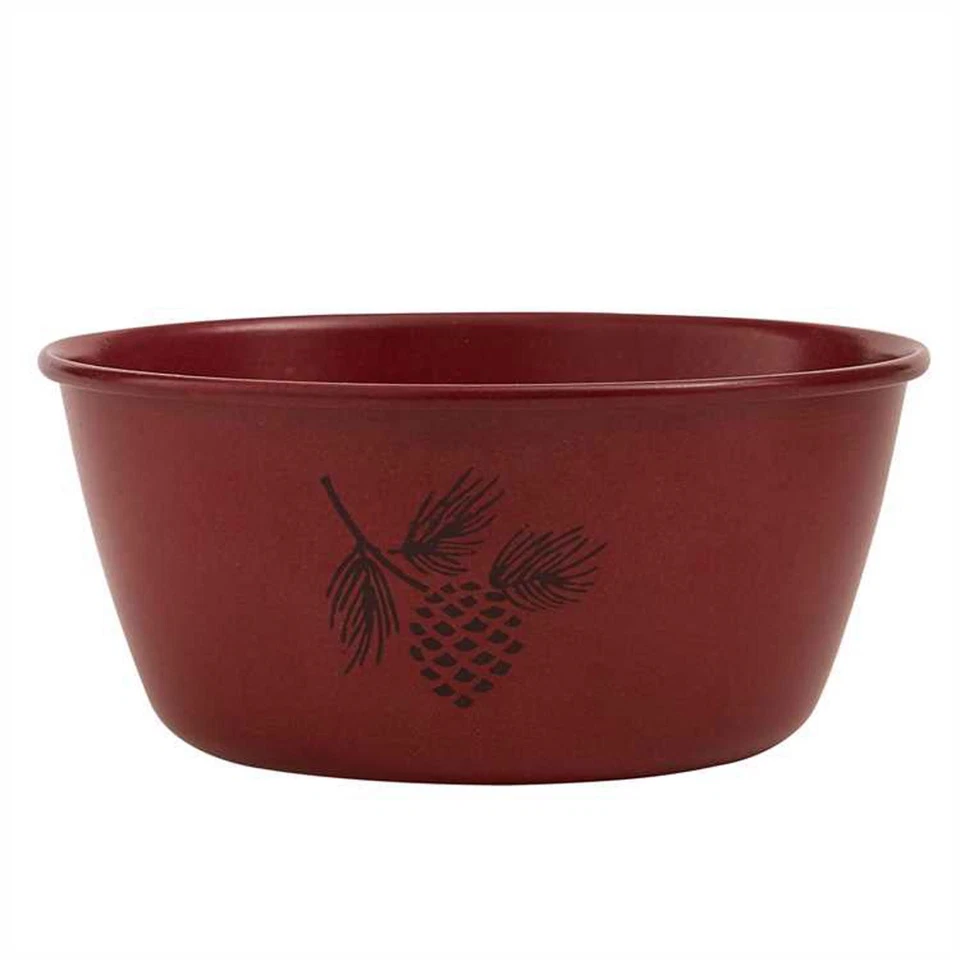 Park Designs Linville Pine Cone Enamelware Red Soup/Cereal Bowl Set of 4 - Image 1 of 1