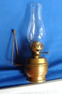 Brass Wall NIGHT LAMP Mini Oil lamp 8" Tall Sterling Flip Top Burner w Cap - Picture 1 of 6