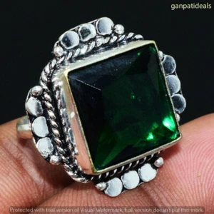 Green Glass Gemstone Ethnic Handmade Ring Jewelry US Size- 5.25 GR-30747 - Picture 1 of 1