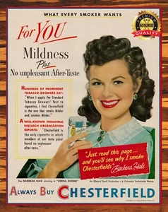 Chesterfield - Zigaretten - Barbara Hale - 50er Jahre - Blechschild 11 x 14 - Bild 1 von 4