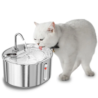 Cat Dog Water Fountain 3.2L 108oz Stainless Steel Pet Automatic Water Dispenser - Image 1 of 4