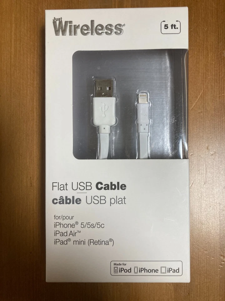 Flat USB Cable For IPhone, IPod, Ipad - Pink - 5 Ft - Image 1 of 1