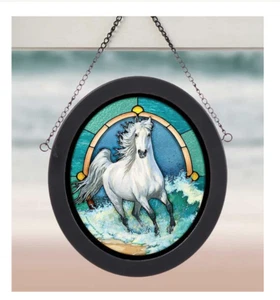 Surf Run - Arte de vidrieras a caballo de Persis Clayton presas para alas salvajes - Imagen 1 de 1