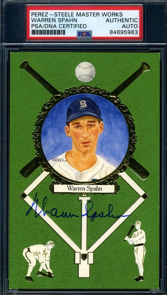 Warren Spahn PSA DNA Signed Perez Steele Master Works Rose Autograph - Image 1 of 1
