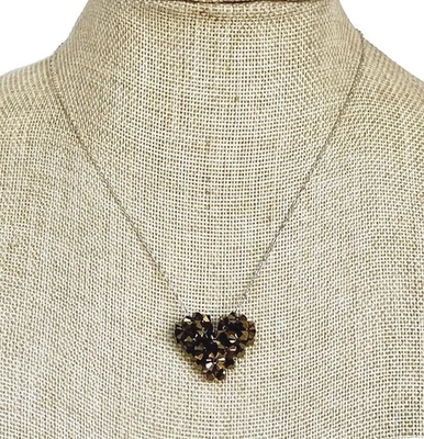 Collar de cadena ajustable de plata de ley fina con corazón de cristal de Swarovski 15"-17 Foto 1 de 4