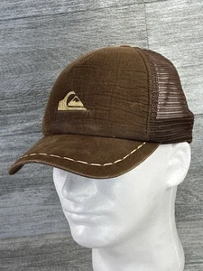 Quicksilver Corduroy Mesh SnapBack Foam Trucker Hat Cap USA Made Brown Gold OSFA - Picture 1 of 16