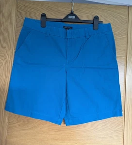 Tommy Hilfiger Shorts Women 14 Blue 9'' Flat Front Chino Bermuda Beach - Picture 1 of 4
