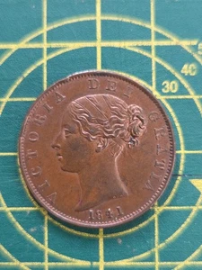 1841 Halfpenny Victoria British Copper Coin. - Picture 1 of 2