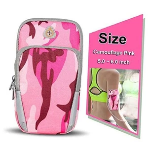 6 inch Cell Armband,Multiple Colour,Sweatproof Gym Jogging Camouflage Pink - Zdjęcie 1 z 7