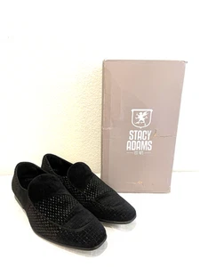 STACY ADAMS Men's Shapshaw Velour Slip on Black Loafer Shoes Size 12 - Picture 1 of 9