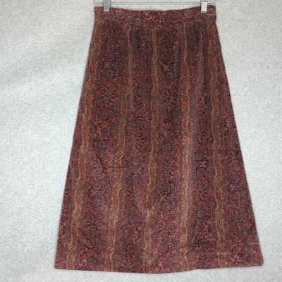 Vintage JG Hook Velvet Pleated Paisley Patterned Skirt Sz 12 Cottagecore Retro - Image 1 of 4
