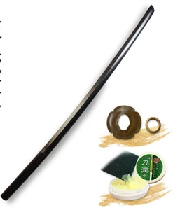 Black lacquered oak wooden(large sword) with tsuba and tsuba stopper Made in Chi - Picture 1 of 3