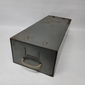 24" Safe-T Stak Gray Metal File Catalog Card Vintage Shop Drawer File Stacking - Picture 1 of 10