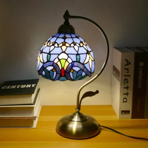 Tiffany Style Stained Glass Desk Lamp Table Light Bedroom Study Reading Light - Picture 1 of 58