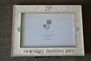 Beautiful SHUDEHILL 25th Wedding Anniversary Photograph Photo Frame 6 x 4'' NEW - Picture 1 of 6
