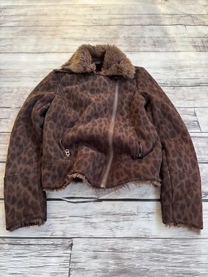 AVANT GARDE EMPORIO ARMANI LEOPARD JAPANESE SHEEPSKIN JACKET FUR HOOD WOMENS - Image 1 of 4