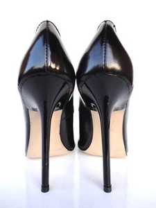 GIOHEL ITALY HIGH HEELS POINTY TOE PUMPS SCHUHE LEATHER DECOLTE BLACK NERO 36 - Imagen 1 de 9