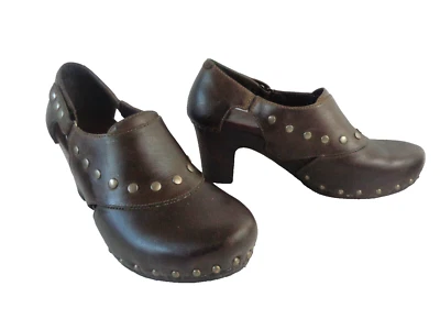 DANSKO Ryder Brown Leather EU 41 US 10.5 11M Studded Chunky Heel Clog Shoes - Image 1 of 4