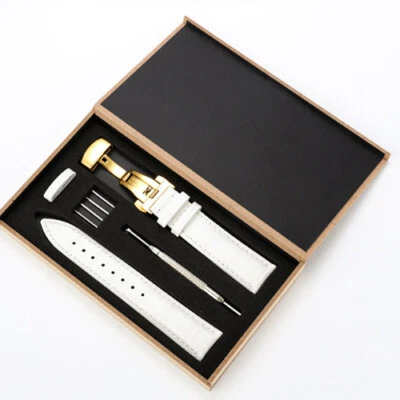 Premium Genuine Calf Leather Watch Strap Band Deployment Clasp 12-22mm Universal - Image 1 of 4