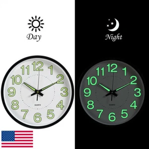 US Large Luminous Wall Clocks Glow In The Dark Silent Home Digital Clock Decor - Picture 1 of 23
