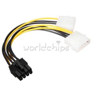Dual Molex LP4 4 Pin to 8 Pin PCI-E Express Converter Adapter Power Cable Wire