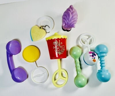 Lot of Vintage 60s Baby Rattles Teething Ring Squeak Toy Set of 8 Carousel Pony - Image 1 of 4