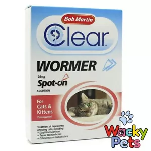 CAT / KITTEN WORMER: Bob Martin Clear Worming Spot On. 2 TUBE Pack. For Tapeworm - Picture 1 of 3