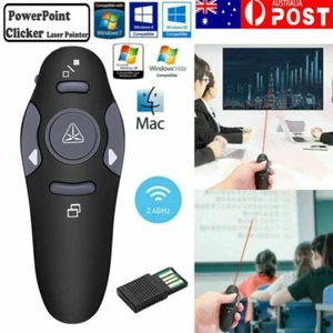 2.4 GHz USB Wireless Presenter PPT Clicker Remote Red Laser Mac Laptop Computer - Picture 1 of 12