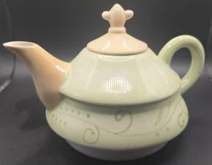 Vintage Tracy Porter Evelyn Collection Lidded Teapot Sage Green Hand Painted - Picture 1 of 15