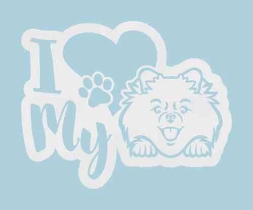 I Heart My Pomerania Perro Vinilo Calcomanía Adhesiva Coche Laptop Teléfono Mascota Amor Cachorro Foto 1 de 1