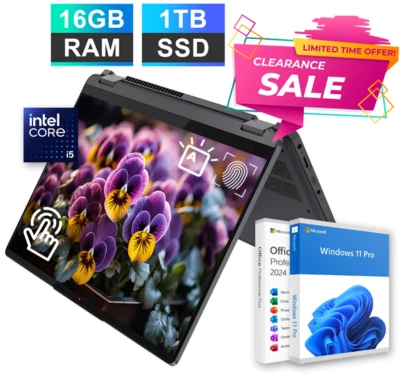 Lenovo IdeaPad Flex 5 Laptop 14" Office 2024 10-Core Intel i5 16GB RAM 1TB SSD - Image 1 of 4