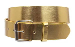 1 1/2" (38mm) Snap On Plain Leather Jean Belt With Roller Buckle - Picture 1 of 43