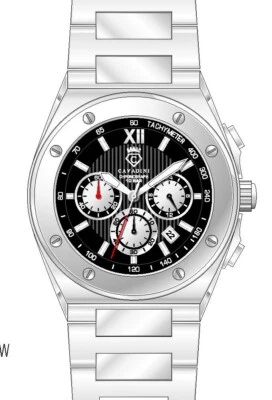 Cavadini Herrenuhr massiv Edelstahl schwarzes Zifferblatt Chronograph CV-236  - Bild 1 von 2