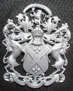 "Gate Crest Medallón Escocés Rampante Unicornio con León, Aluminio Fundido 23"" x 19" - Imagen 1 de 12
