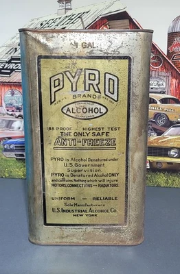 Muy Raro PYRO Anticongelante Lata 1 Galón Coche Antiguo Rata Rod Garaje Melaza Inundación Foto 1 de 4